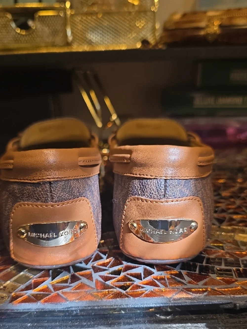 Michael Kors Brown Logo Pattern Moccasin Loafers - Picture 2 of 7